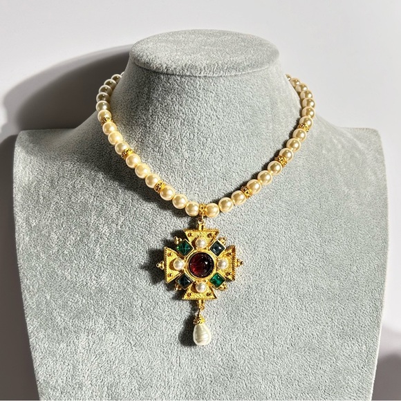 Ben-Amun Vintage-Style Majorca Pearl Multicolor Czech Glass Palermo Necklace - Picture 2 of 8